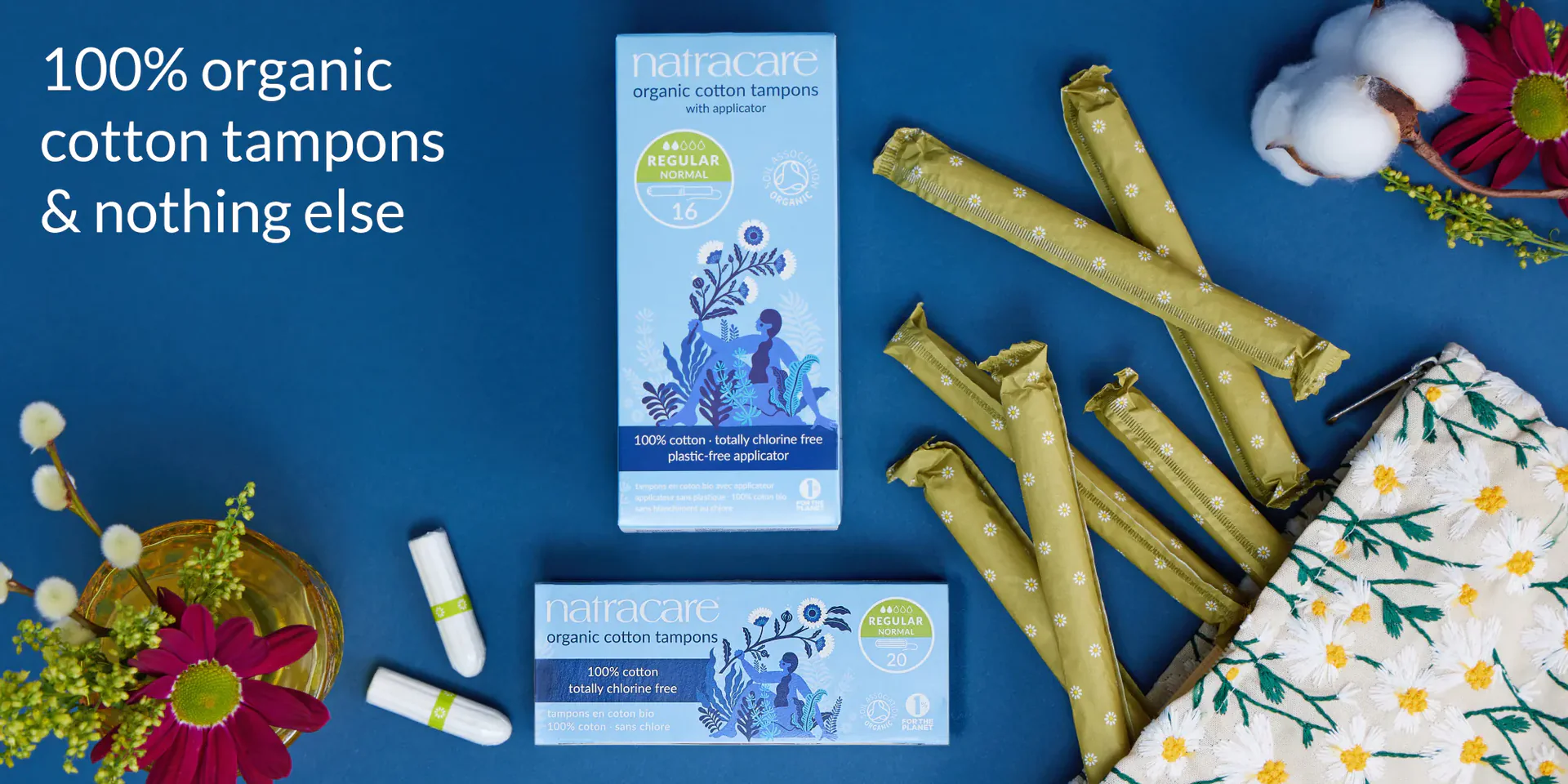 100% organic cotton tampons